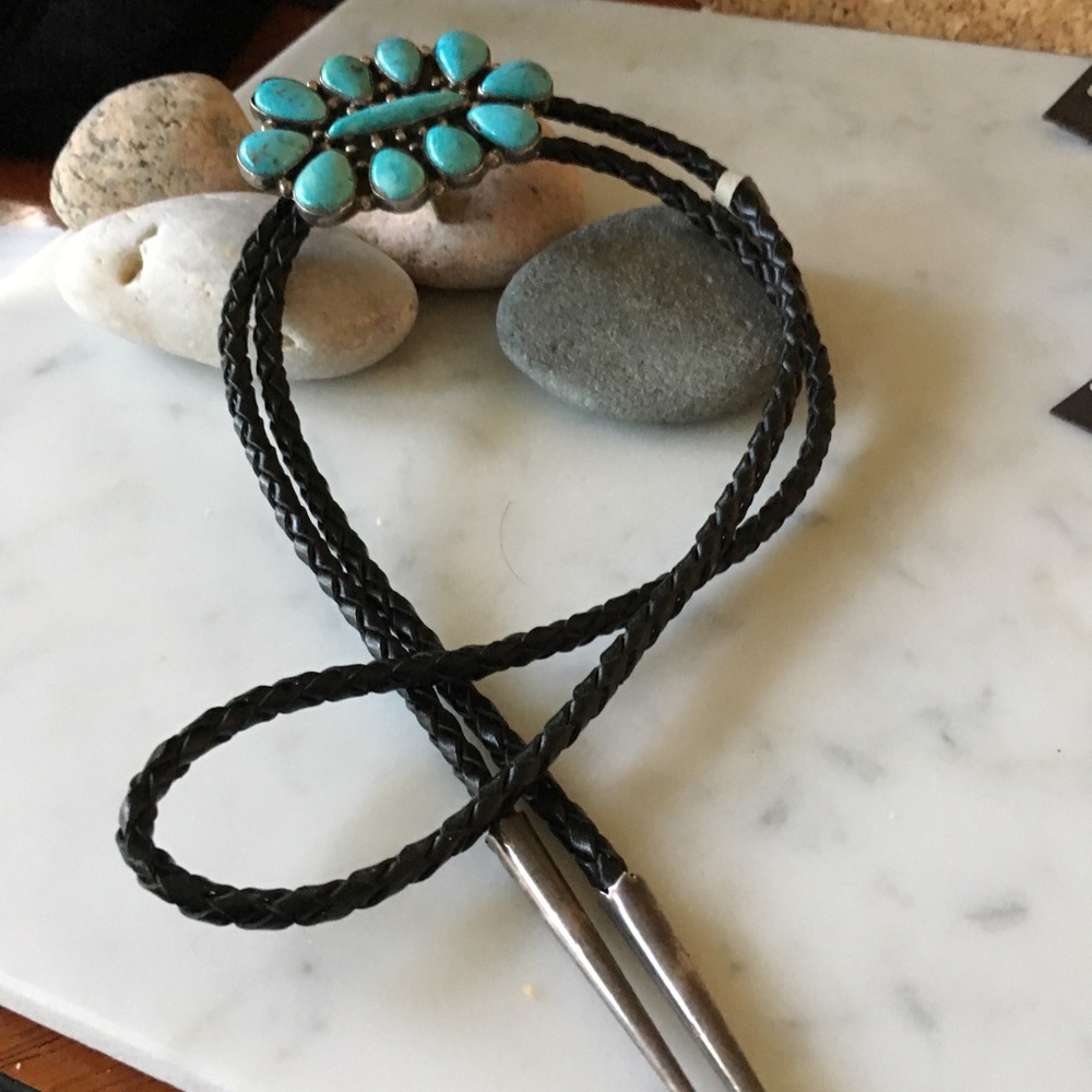 SOLDNative American Bolo Willeto  - 11 Turquoise - Picture 2 of 5